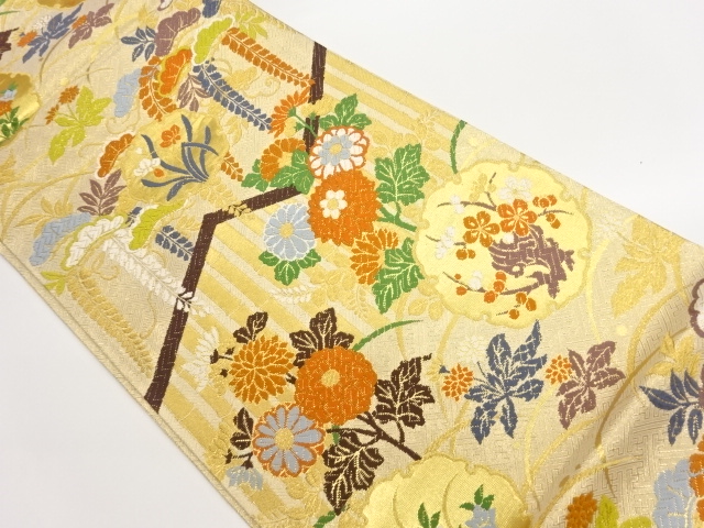 JAPANESE FUKURO OBI / SAGANISHIKI / WOVEN FLOWERS